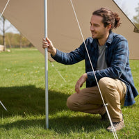2 Pieces Iron Tarp Poles Long-Lasting Camping Awning Support Rods Sectional Tent Poles Stable and Firm Shelter Pole Set