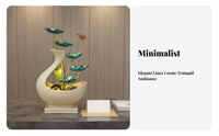 Housewarming Gift Circulating Water Ornament Minimalist Design Cascading Tabletop Fountain Good Luck Charm LED Light Water Feature Soothing Sounds for Feng Shui Enthusiasts, Meditation Practitioners, Tea Room, Entryway, Desktop, Office