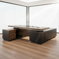 Thickened Desktop Executive Office Desk Sturdy and Long-Lasting Large Executive Table Heavy-Duty Modern Office Desk with Cabinet Scratch Resistant for Executives, Managers, Study Room