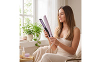 Steam Hair Straightener Wide Plate Hair Straightener with Comb Steam Straightening Brush Anti-Frizz Heated Straightening Brush