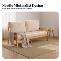 Minimalist Design Cushisoled Wood Bench Space-Saving Couch Year-Round Use Loveseat Sturdy Construction for Apartment Dwellers, Homeowners, Couples, Living Room, Small Areas, Bedroom