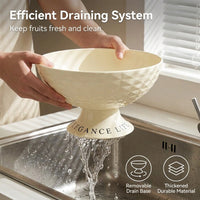Pedestal Fruit Bowl, Large Capacity Salad Bowl with Drainage Base Synthetic Serving Bowls for Parties, Modern Decorative Fruit Bowl