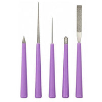 5 Pieces Assorted Tip Shapes Diamond Needle Files Metal Abrasive End Jewelry Needle Files Small-Precision Filing Diamond File Set Violet Handle