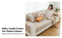 Non-Slip Backing Bohemian Design Aesthetic Sofa Pad Year-Round Comfort Couch Cover Machine Washable Home Textile Skin-Friendly for Decor Enthusiasts, Homeowners, Families with Kids, Living Room, Lounge Area