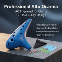 12 Hole Alto for Learning, Beginners Musical Instrument Gift Adults, Alto Ocarina Alto, Stable Tone Ocarina Alto, Custom Engraved Ocarina Gift