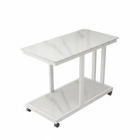 With casters Rolling C-Table Lockable Casters C-Shaped Rolling Stand Space-Saving Household Furniture Multi-Functional for Apartment Dwellers, Remote Workers, Living Room, Small Spaces, Bedroom, Home Office
