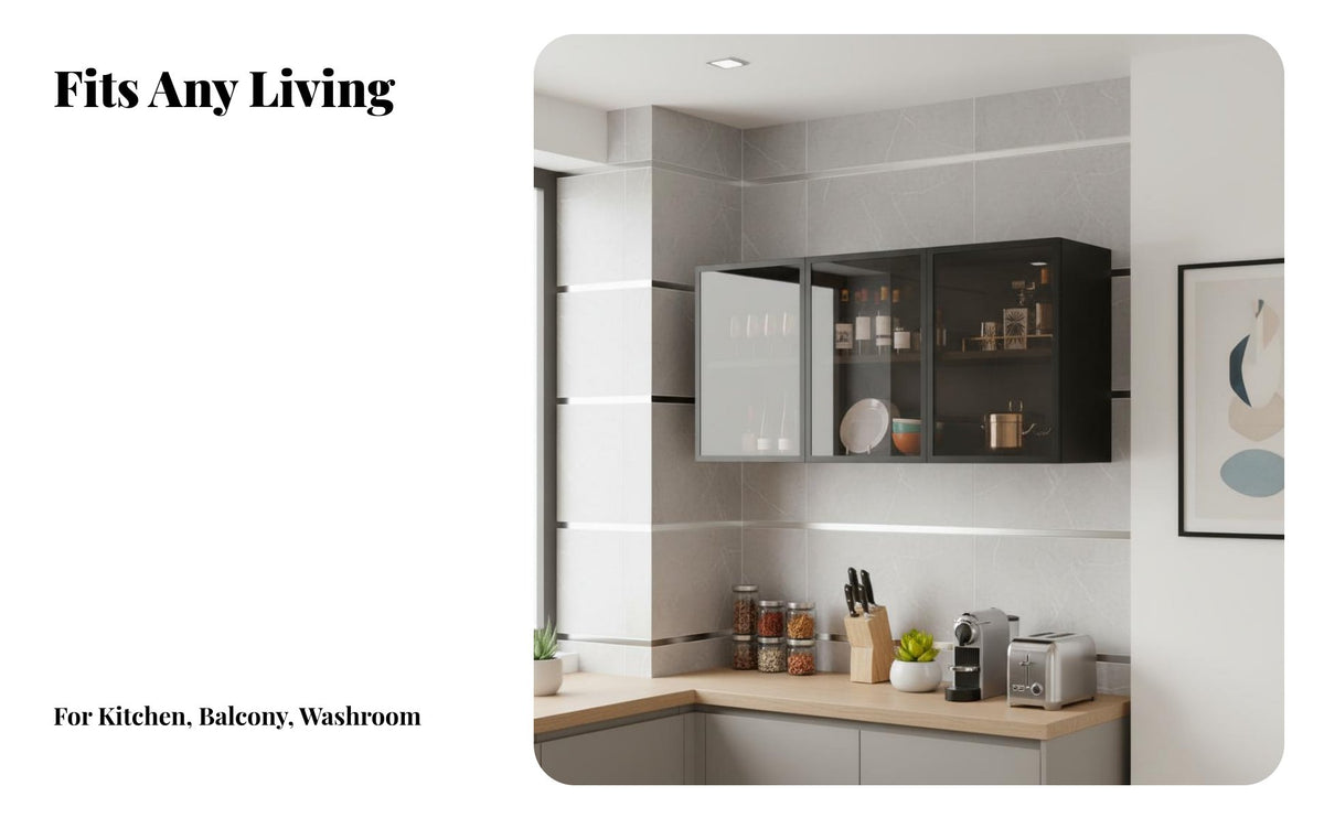 Wall Mounted Storage Cabinet Solid Wood Board Wall Mounted Glass Cabinet Space-Saving Suspended Display Shelf with Doors for Washroom, Balcony