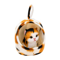 Soft Soft Cat with Bed Cute Stuffed Cat in Nest Embroidered Toy Warm for Collectors