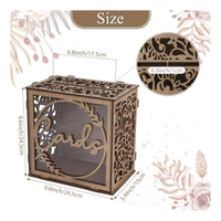 Party Decoration Wooden Wedding Card Box Romantic Design Hollow Wedding Card Holder Large Capacity Wooden Envelope Box for Couples, Brides, Grooms, Valentine