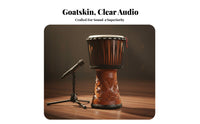 Goatskin Head Carved Goblet Drum Rope Tuned Carved Wooden Djembe Ready to Play Percussion Instrument Single-Piece Body for Performers, Percussionists, Stage Performance, Live Performances, Cultural Events, Recording Studios