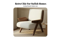 Retro Design Striped Accent Chair French Aesthetic Armchair Solid Wood Frame Home Seating Designer Look for Interior Decorators, Readers, Homeowners, Living Room, Homestay, Lounge Area, Reading Nook