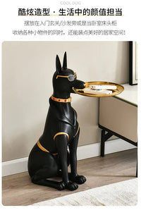 Doberman Dog Figurine with Tray for TV Cabinet