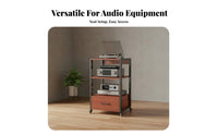 Audio Component Cabinet Heavy-Duty Steel Frame Multi-Tier Audio Component Stand High Weight Capacity Multi-Tier Stereo Rack for Record Collectors