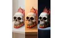 Three-Dimensional Skull with Flame Outer Form Gothic Skull Figurine Indoor Collectible for Tabletop