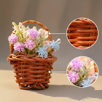 Miniature Flower Basket Rustic Dollhouse Basket Ornament Cute for Crafters