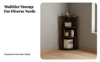 Retro Design Rattan Corner Shelving Single-Tier Space-Saving Arched Rattan Corner Single-Tier Freestanding Display Rack Stable Load-Bearing for Decor Enthusiasts, Apartment Dwellers, Homeowners, Living Room, Bedroom, Study