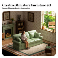1:64 Scale Sofa Collectible 1:87 Scale Table and Chairs Miniature Living Room Set Realistic Intricacy Tiny Furniture Set