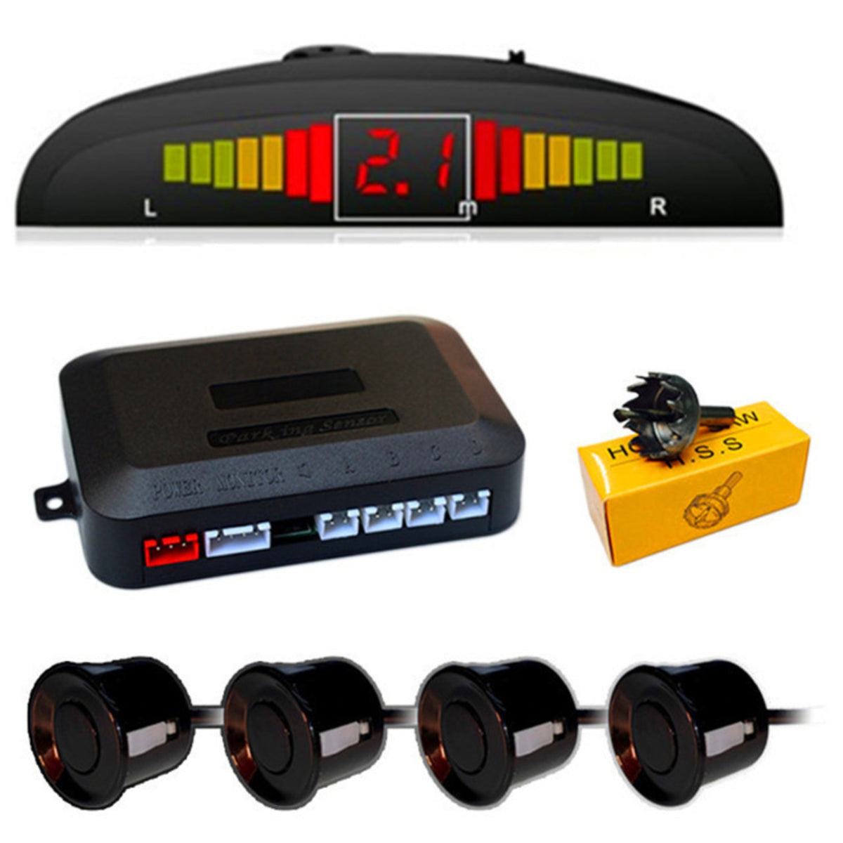 Backing Parking Sensor System with Display Digital Parking Sensor Kit Vehicle Accessory Weatherproof for Drivers, Reversing