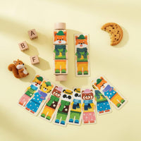 Early Education Rotating Block Learning Toy Cognitive Development Creature Rotating Game Hand-Eye Coordination Wooden Mix and Match Blocks for Toddlers, Preschoolers, Babies