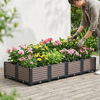 Dark Brown Planter Box, 17cm PP Garden Planter Box with Drainage, for Home Gardening, Patio & Balcony Vegetable Planter Box