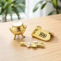 3 Pieces Gold-Tone Shrine Box Ornate Religious Ornaments Catholic Sculpture Intricate for Collectors