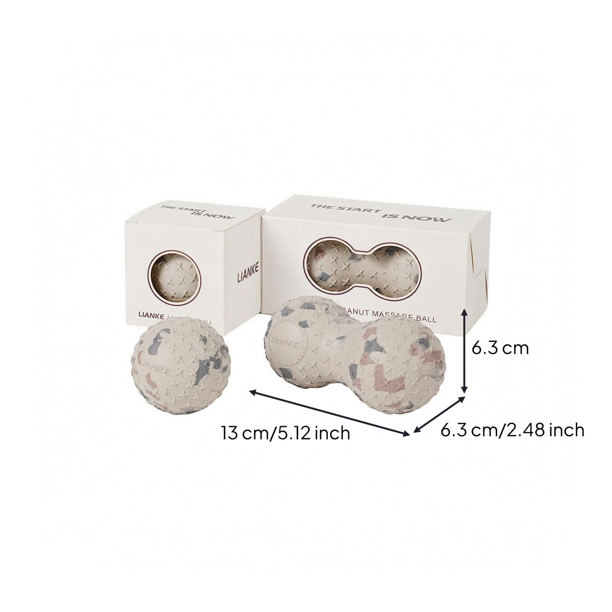 2 Pieces 3D Bumps Fascia Massage Ball Set Portable Textured Massage Ball Rubber-Like Fitness Accessory Mottled Gray