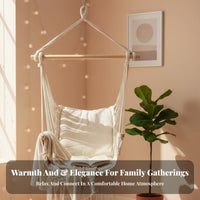 Easy to Install Textile Swing Chair Long-Lasting Tasseled Rope Lounger Portable Swing Seat Bohemian Aesthetic for Students, Children, Dorm Room, Bedroom, Balcony, Garden
