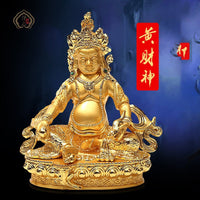 Gilded Yellow Jambhala Buddhist Statue for Altar Decoration