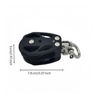 2 Pieces Corrosion-Resistant Black Nylon Pulley Smooth Rolling Stainless Steel Shackle Pulley High Load Capacity Rigging Hardware for Yacht