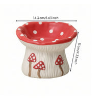 Cute Fungus Pet Bowl Adorable Ceramic Pet Bowl Glossy Feeding Dish Easy to Clean for Cats, Indoor