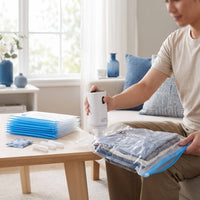 10 Pieces Transparent Vacuum Storage Bags with Electric Pump Reusable Vacuum Compression Storage Bags Long-Lasting Heavy-Duty for Travelers