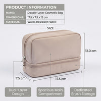 Cosmetic Bag for Use, Double Layer Makeup Organizer with Compartments, Large Capacity Toiletry, Lightweight Skincare Storage for Travel Black