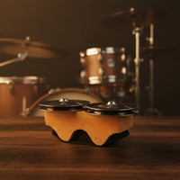 Finger Tambourine Wooden Mini Tambourine Compact Hand Bell Percussion Instrument for Percussionists, Drummers