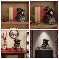 Rickshaw Model Retro Vintage Rickshaw Miniature Pedicab Model with Canopy Decorative Vehicle Detailed for Collectors, Desk