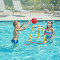 Freestanding Water Basketball Set with Pump Colorful Pool Basketball Hoop Portable for Family