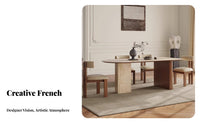 French Retro aesthetic Oval Table with Fluted Base Designer Inspired Racetrack Oval Table with Pillar Legs mid-centuryera Modern Design Dining Furniture Rounded Edges for Homeowners, Apartment Dwellers, Families, Living Room