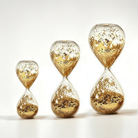 Shimmering Hourglass with Gold Glitter Elegant Decorative Hourglass Clear Tabletop Accent Aesthetic for Home Decorators, Minimalists, Living Room, Office, Study, Bedroom