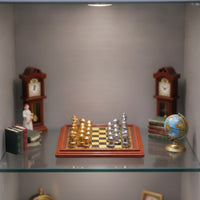 Dollhouse Chess Table with Pieces Metal Dollhouse Chessboard with Pieces Compact Furniture for Diorama
