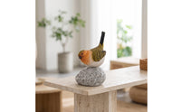 Bird Statue with Stone Look Base Carved Bird Figurine with Stone Realistic for Patio