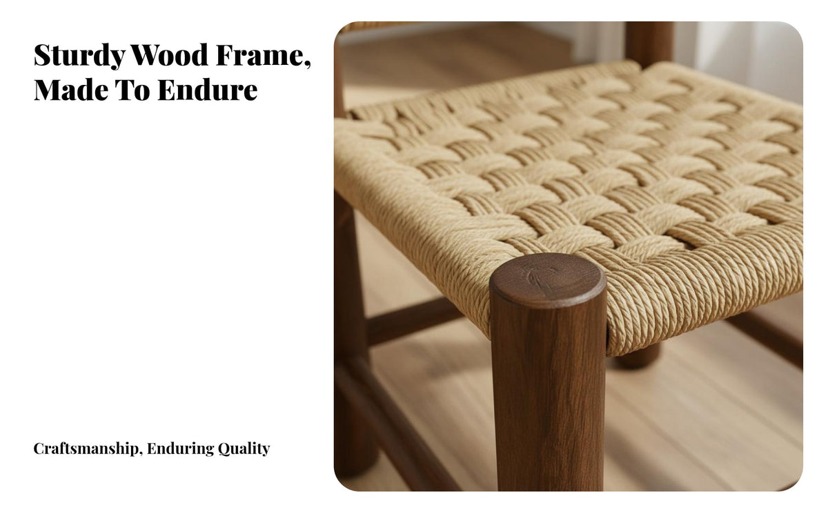 Nordic Design Woven Rope Stool Backless Woven Seat Stool Multi-Purpose Design Household Furniture Vintage Aesthetic for Adults, Homeowners, Entryway, Living Room, Bedroom, Balcony