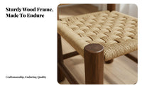 Nordic Design Woven Rope Stool Backless Woven Seat Stool Multi-Purpose Design Household Furniture Vintage Aesthetic for Adults, Homeowners, Entryway, Living Room, Bedroom, Balcony