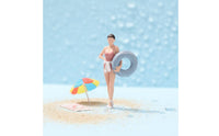 Girl with Swim Inflatable Detailed Finish Swimsuit Girl Figurine Collectible Display Piece Standing Beach Figure for Collectors, Diorama