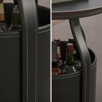 Side Table with Storage Round Side Table Leather Nightstand for Living Room, Bedroom