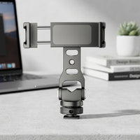 Portrait and Landscape Phone Holder with Cold Shoe Mount Adjustable Phone Mount with Cold Shoe Aluminum Alloy Non-Slip for Vloggers, Photographers