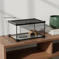 Glass Reptile Terrarium Anti-Prevent Transparent Reptile Enclosure Top Ventilation Amphibian Breeding Box for Hobbyists, Desktop