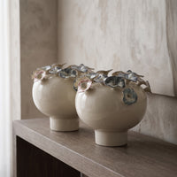 Vase with Petal Relief Minimalist Sculptural Vase Wabi-Rustic Elegance for Living Room