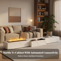 Short-Throw Display Device Console 3D Fog-Producing Effect Retractable Display Device TV Stand Voice-Activated Smart Fireplace Media Cabinet