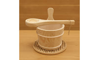 Sauna Bucket and Ladle Set Wood Sauna Bucket with Ladle Water-resistantResistant Tub for Homeowners, Steam Room, Bath