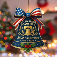 Long-Lasting USA 250th Anniversary Ornament Lightweight USA 250th Anniversary Bell Ornament Collectors Gift 2D Flat Acrylic Bell Hanging Ornament Fade Resistant for History Buffs, Car Interior