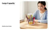 Multi-Compartment Desk Organizer Easy to Clean Rotating Pen Holder Large Capacity Rotating Pencil Holder for Home Office